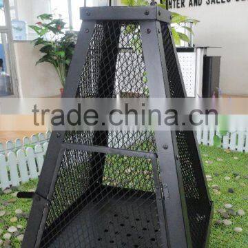 Black outdoor metal square fire pit