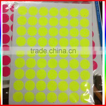 fluorescence yellow and red paper circle sticker