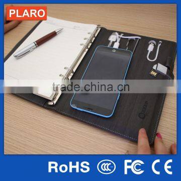 Magnetic USB Lock Wooden Agenda Diary Notebook with Power Bank