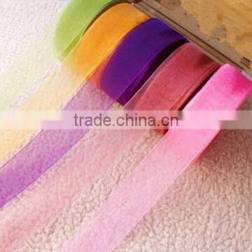 Factory direct sale wedding decoration lightweight organza with satinstripe organza fabric organza roll organza ribbon