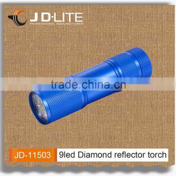 Colorful small led torch light 9led flashlight with Diamond reflectorled