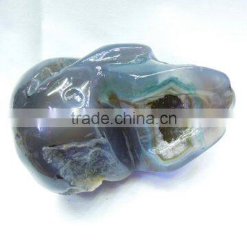 Hand Carved Natural Amethyst Crystal Geode Crystal Skull for Sale photo-6