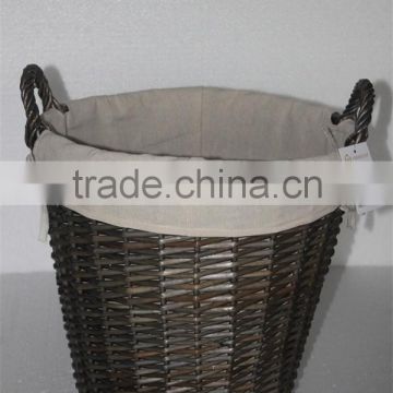 Round Wicker Storage Basket With Ears and liner