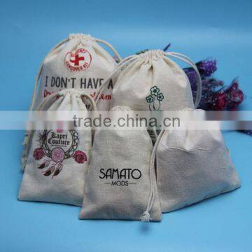 Small 100% White Cotton Camera Printing Sling Drawstring Plain Canvas Bags