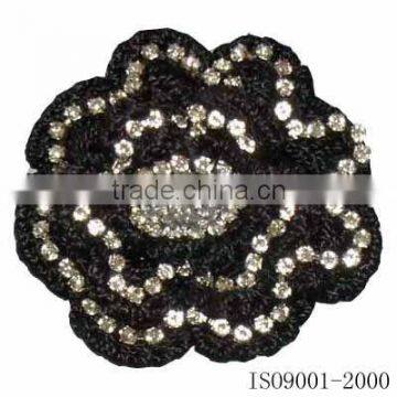 crochet flower motif with crystal