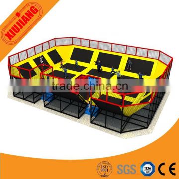 Professional outdoor garden trampoline park jumping kids with safety net