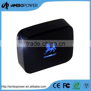 emitting logo external power bank 5200mah with led torch
