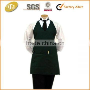 V-Neck Apron with Center Divided Patch Pocket Hotel Uniform