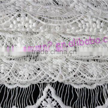 New Scallop Shape Viscose Cotton Fabric, Hot Sales White Knitted Flower Cotton Fabric for Dress
