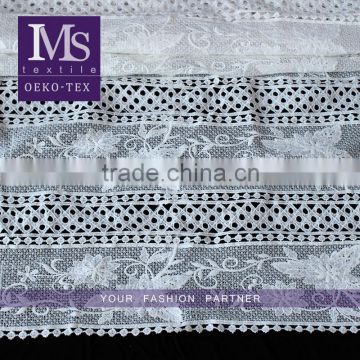 Newest White embroidered poly guipure lace fabric for garment