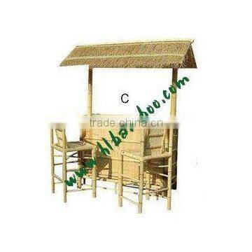 bamboo tiki bar with stool set