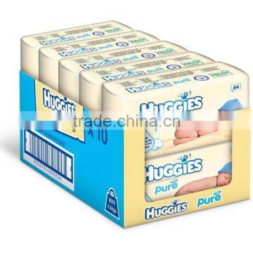 Huggies Pure Baby Wipes - 10 x Packs of 64 (640 Wipes)