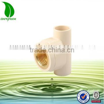 45 degree cpvc pipe fitting lateral tee with brass insert