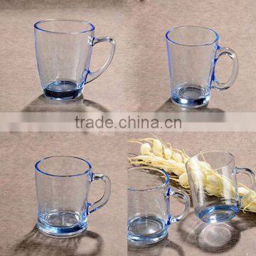 Promotion slass mug with handle , with logo or color box package are available