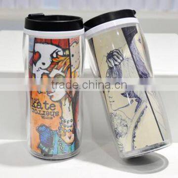 Sublimation Polymer double wall mug with lid Plastic sport bottle