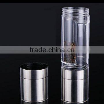 CY181 Multifunctional Manual Stainless Steel Pepper Mill With Two Storage Container Peper Grinder