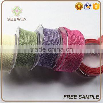 Cheap Wholesale Polyester 100%Linen for Gift Ribbon