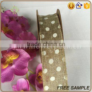 Cheap Wholesale Polyester Linen Ribbon Dots Fabric Price photo-2