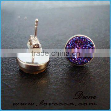 925 Sterling Silver Natural Agate Crystal Birthstone Stud Earrings Druzy Jewelry photo-5