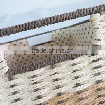 China Popular Good Quality Durable Plastic Metal Wire Paper Rope Laundry Basket for Hotel or Home photo-5