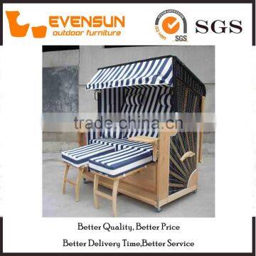 Beautiful Rattan Beach Basket Wooden Frame Wih Tent Wicker Furniture photo-3