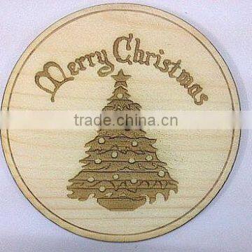 Christmass Tree Wooden Coaster, laser Engraved