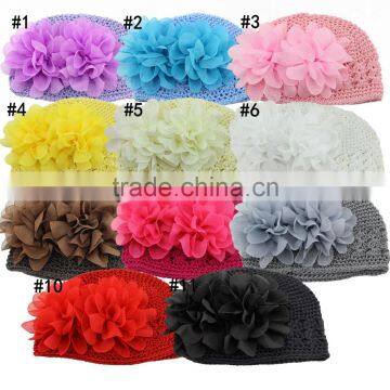 2015 Kid's Winter Big Flower Hats Handmade Knitted Hat Crochet Hat photo-3