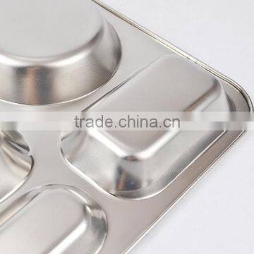 Stainless Steel Canteen Serving Tray /Dinner Fast Food Plate With 4 Compartments photo-3