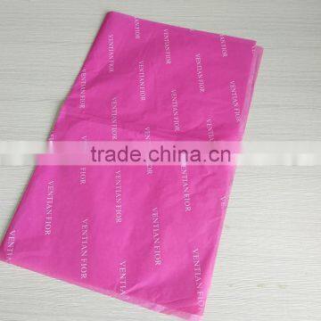 Customized pink tissue paper with different color logo