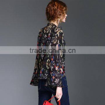 Maxnegio Lotus Leaf Sleeves Blouse Neck Designs Cutting Fashion Design Lady Blouse photo-2