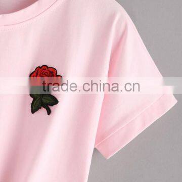 Custom Design High Quality Baby Clothes Fashion Embroidery Wholesale Pink Boutique Cotton Short Sleeve Kids Girls t Shirt photo-3
