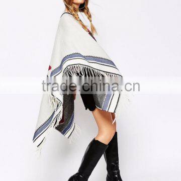 Fashion Batwing Sleeve Ladies Lapel Loose Cloak Cape Winter Poncho Coat Outwear Hooded Shawl Embroidered Jacket Women's Cloak photo-3