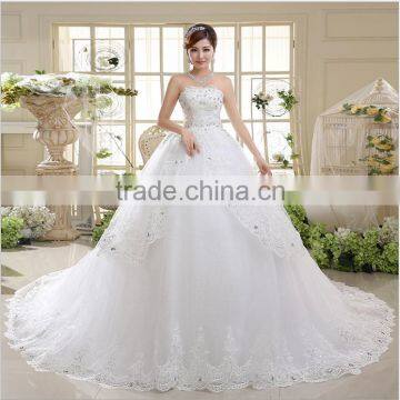 Factory Direct Sales Luxury Lace Wedding Dress Big Tail Diamond Bra Topi Sweet Puff Skirt Sequins Wedding Dress photo-5