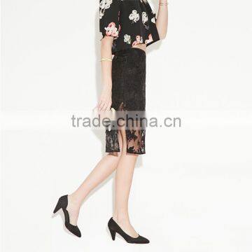 MGOO Cheap Price Quality Guaranteed Split Black Lace Skirts For Women Sexy Slinky Skirt Divided 15145A382 photo-5