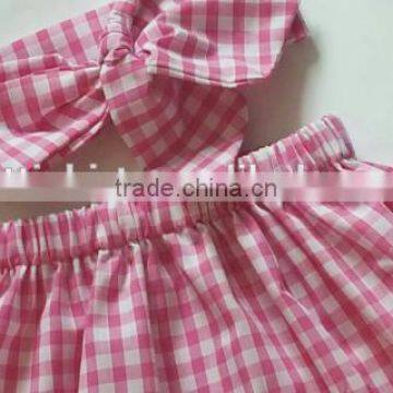 Wholesale Children's Boutique Clothing Girls Palid Skirt Match Headband Cotton Skirts photo-3