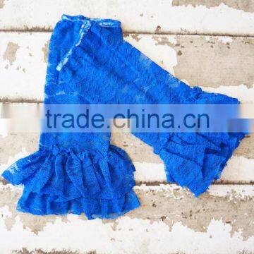 Factory wholesale baby royal blue leg warmers soft bubble lace leggings matching tutu dress