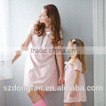 Houndstooth Mother Daughter Matching Dress Elegant Dress Cotton Frocks Designs
