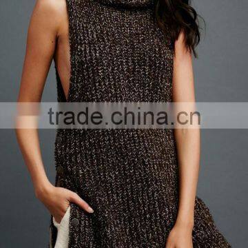 EY0868S Wholesale Women Sweaters and Pullovers Turtleneck Sleeveless Knitted Sweater Autumn Pullover Sexy Women Sweaters