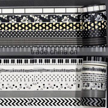 1.5cm*10m White and Black Washi Tape Customized Paper Tape Planner Accessories photo-5