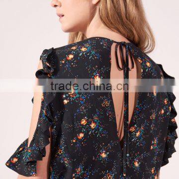 2017 BEST STYLE Women Simple Floral Print Bare Shoulder Blouse photo-5