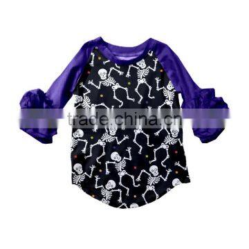 2017 baby girls 3/4 sleeve icing ruffle sleeve raglan shirts for children raglan shirt