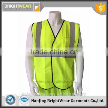 ANSI safety tricot vest with hook and loop fastener for usa market