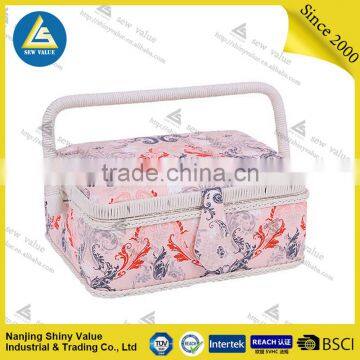 Rural Style Fabric Covered Sewing Basket Made by Hand photo-3