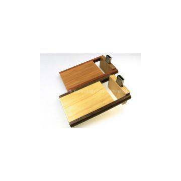 Wooden Swivel Card Shaped U-Disk Data Memory Stick Imprint On Both Sides