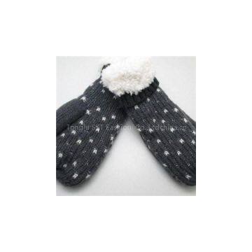 China quality Acrylic mix color knitted men mittens with fleece manufacturers