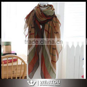 Fashion Striped Voile Scarf Beach Shawl