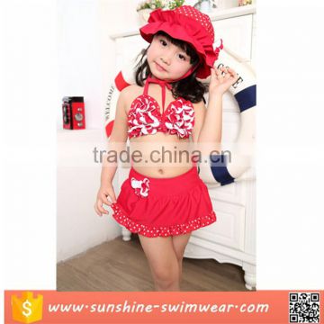 Red Flouncing Kids Bikini Skirt Girls Free Sexy Open Swimwear