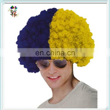 Half Blue Half Yellow Party Costume Cheap Short Afro Wigs HPC-0058