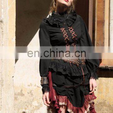 Steampunk Women's Standing Collar Longsleeve Blouse RQBL photo-4