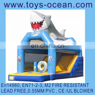 inflatable ocean world bounce with slide ,shark bounce house ,big shark inflatable combo